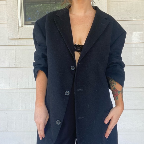 Oscar De La Renta Black Wool Cashmere Blend Blazer Jacket - Picture 6 of 7